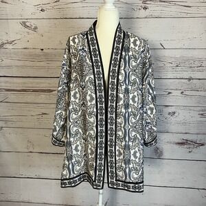 Max Studio Shawl Cardigan‎ Womens Large Blue Open Front Paisley Print